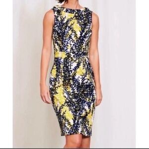 BODEN | Martha Mimosa Wisteria Roll Collar Tailored Pleated Shift Dress